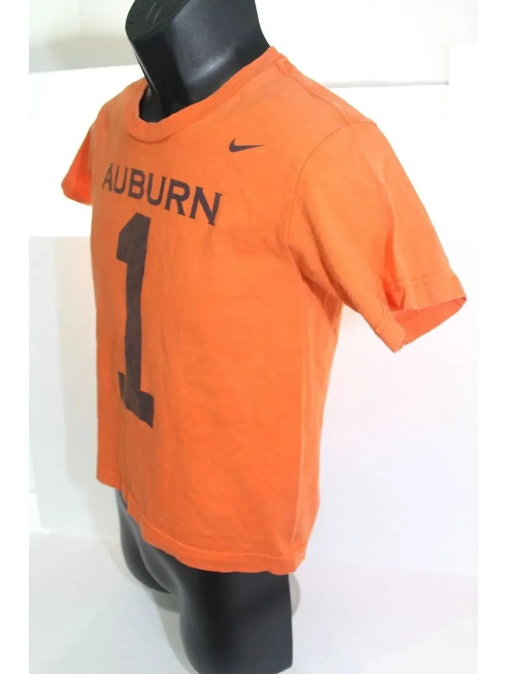 Nike Auburn Tigers #1 Jersey Tee - Orange - Crew Neck T Shirt - Size Youth Small